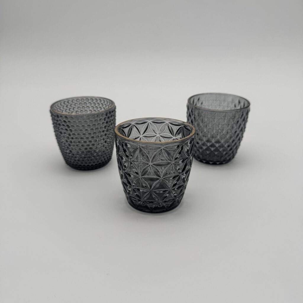 Teelichtglas grau